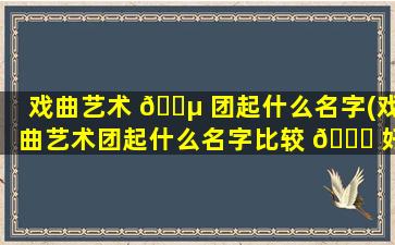 戏曲艺术 🐵 团起什么名字(戏曲艺术团起什么名字比较 🍀 好)